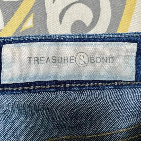 Treasure & Bond Skinny Jeans 27 Medium Blue Wash Distressed Stretch Denim - Picture 12 of 13
